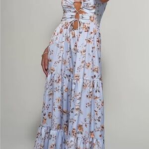 Floral Blue Maxi Dress Sz Small